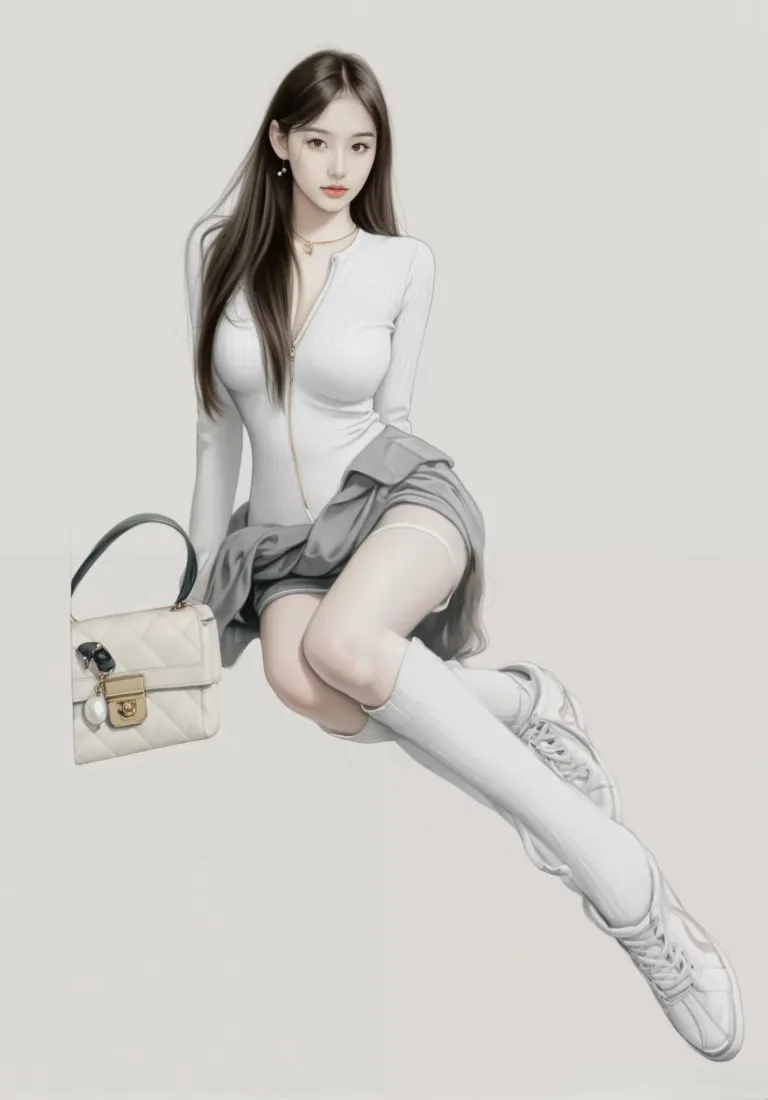 白衣美女手机壁纸｜简约背景图片 - 时尚穿搭「哲风壁纸」