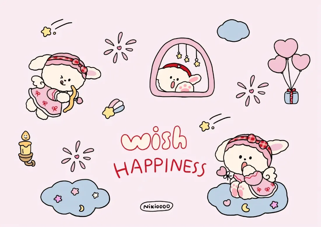 2k卡通兔子壁纸｜粉色背景图片 - 可爱幸福主题「哲风壁纸」