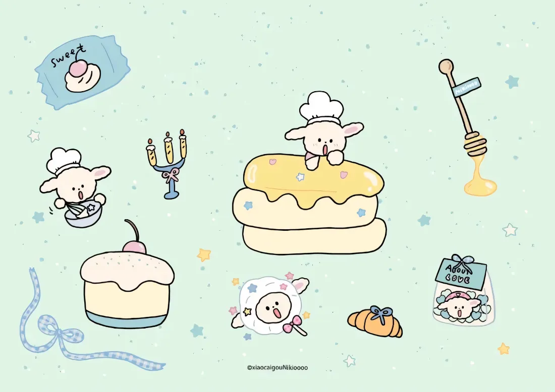 2k卡通动物壁纸｜可爱背景图片 - 蛋糕甜点「哲风壁纸」