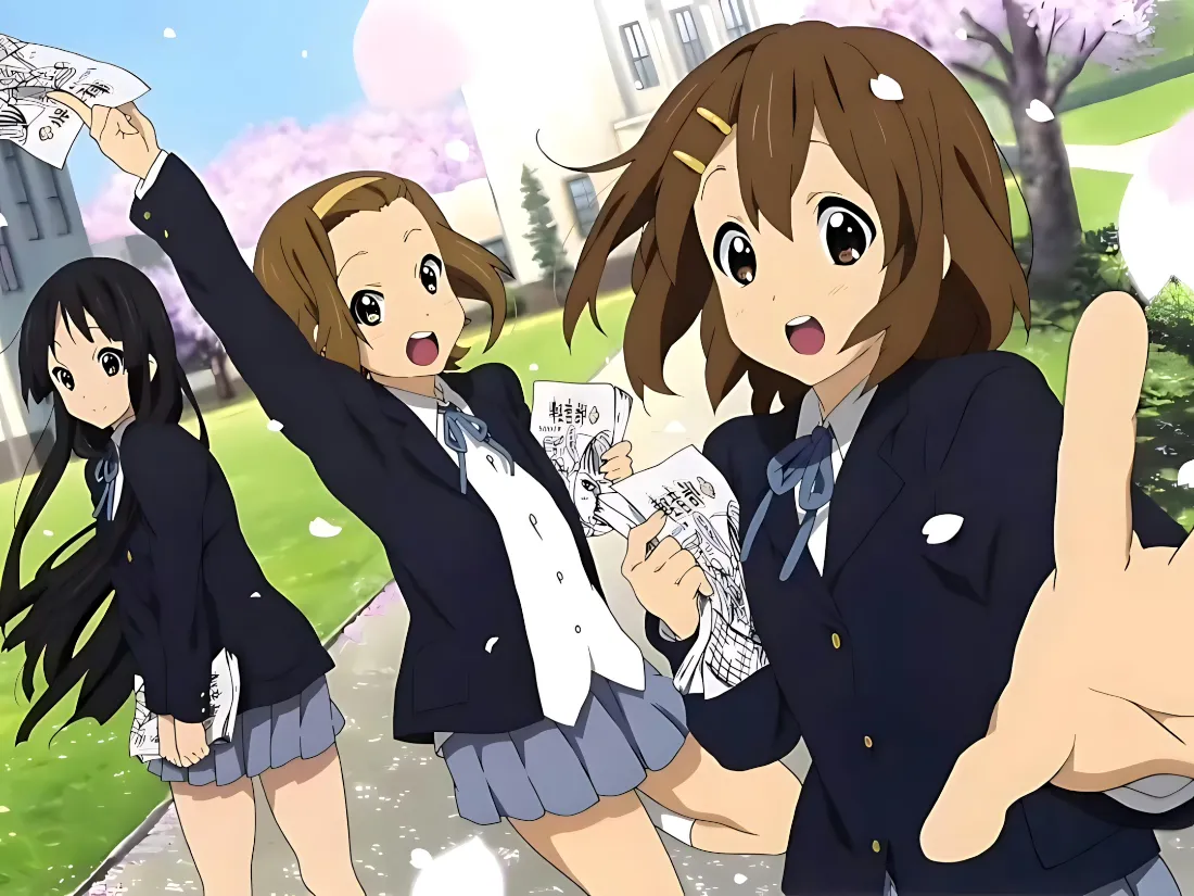 2k轻音少女壁纸｜樱花校园背景 - 校服少女「哲风壁纸」