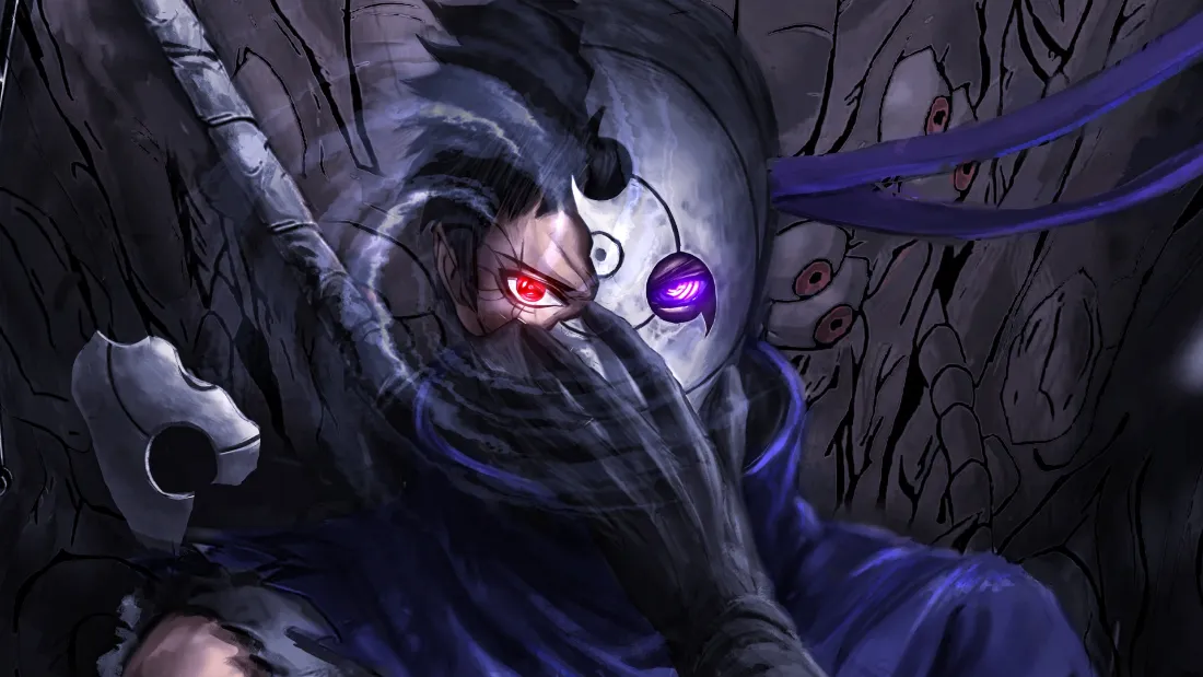 2k宇智波带土壁纸｜黑暗背景 - 火影红温面具男「哲风壁纸」