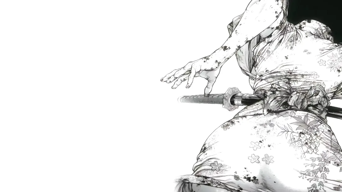 2k动漫武士壁纸｜黑白插画背景 - 刀「哲风壁纸」