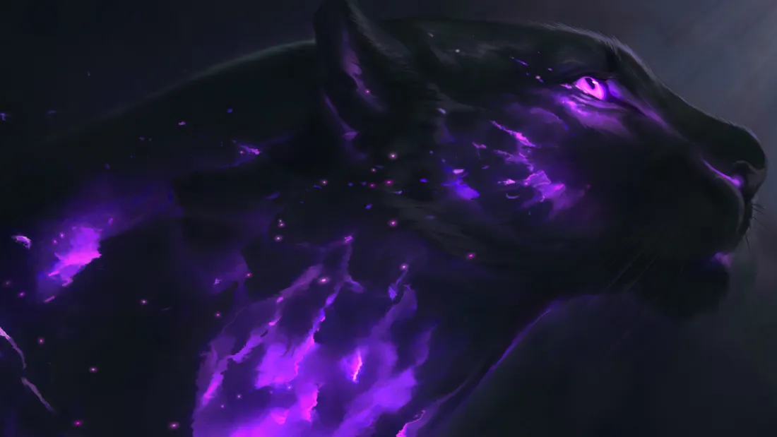 2k黑豹紫色特效壁纸｜暗黑背景图片 - 神秘魔幻「哲风壁纸」