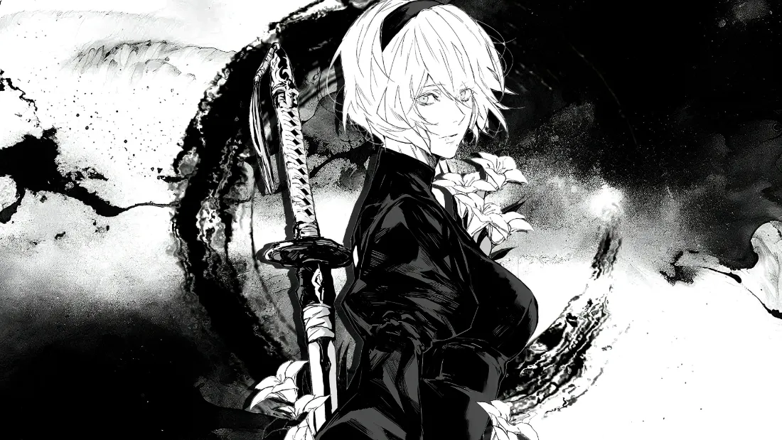 2k执剑动漫人物壁纸｜黑白背景图片 - 武士刀「哲风壁纸」