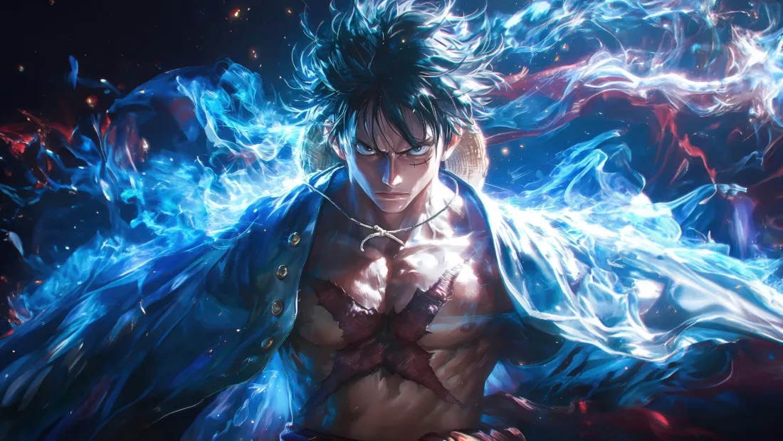 2k路飞壁纸｜海贼王背景图 - 蓝色特效「哲风壁纸」