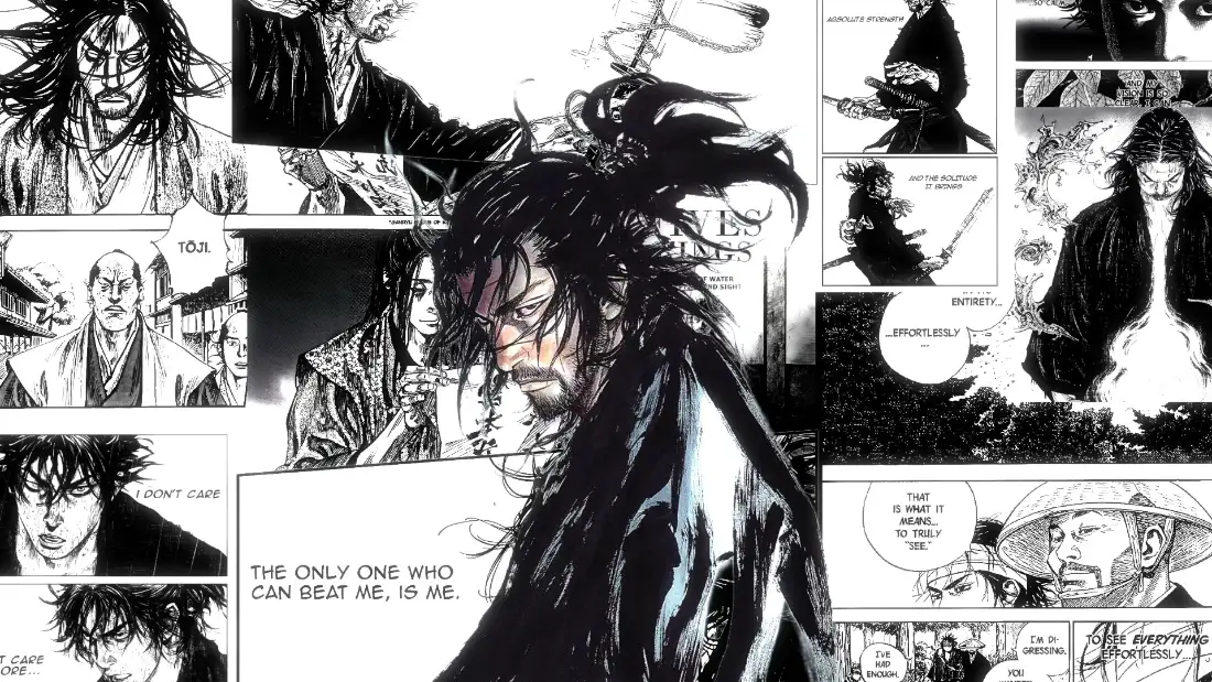 2k武士漫画分镜壁纸｜黑白背景图片 - 红温「哲风壁纸」