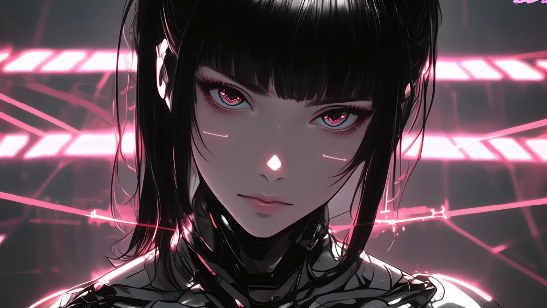 2k二次元红瞳壁纸｜赛博朋克背景 - 机械风「哲风壁纸」