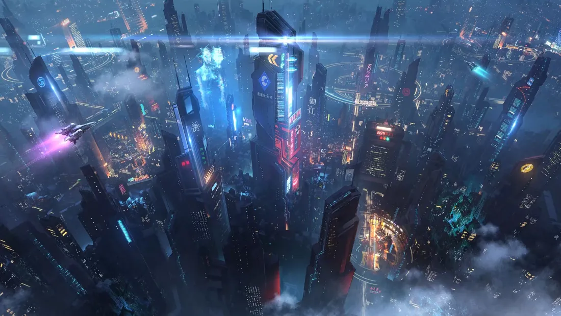 2k赛博朋克壁纸｜科幻背景图片 - 未来都市夜景「哲风壁纸」