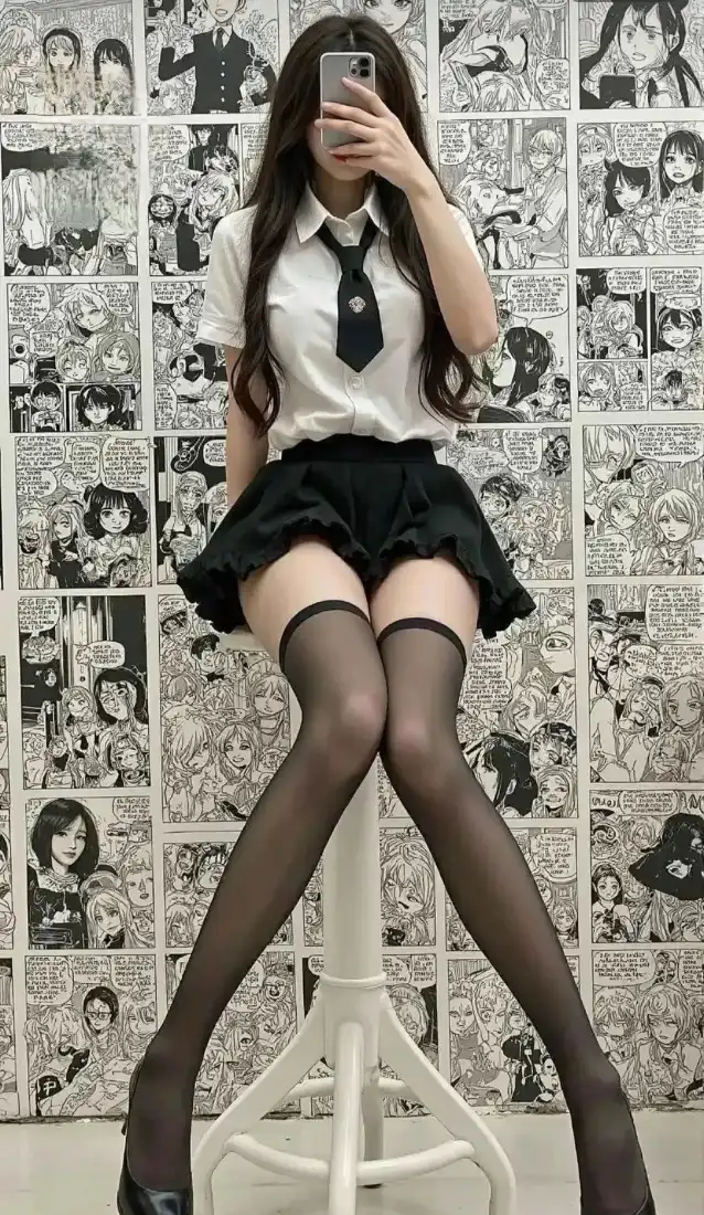 JK制服美女手机壁纸｜漫画背景图片 - 黑丝少女自拍「哲风壁纸」