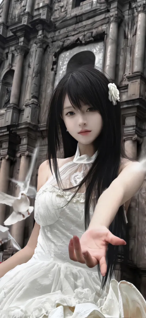 白衣美女手机壁纸｜澳门大三巴背景图 - 优雅「哲风壁纸」