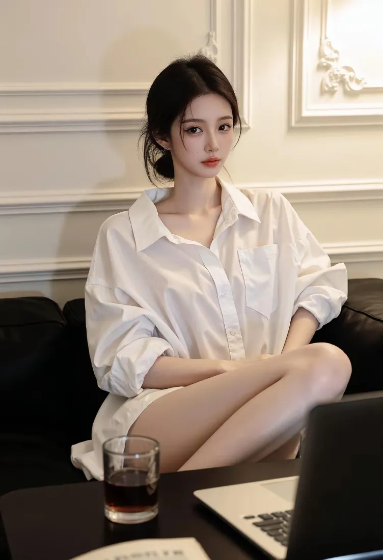 白衣美女手机壁纸｜室内背景图片 - 优雅「哲风壁纸」