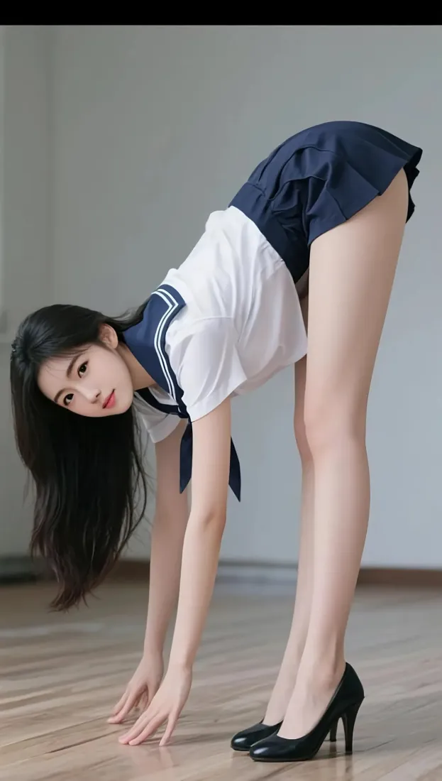 水手服美女手机壁纸｜室内背景图片 - 黑高跟鞋「哲风壁纸」