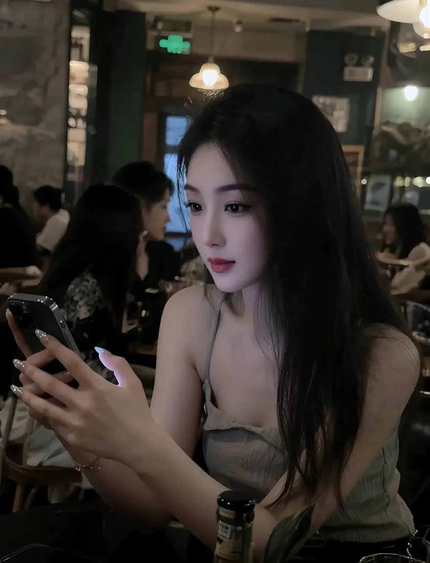 长发美女手机壁纸｜室内背景图片 - 吊带穿搭「哲风壁纸」