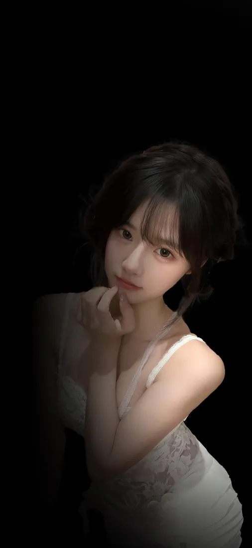 白衣美女手机壁纸｜黑色背景图片 - 魅力「哲风壁纸」