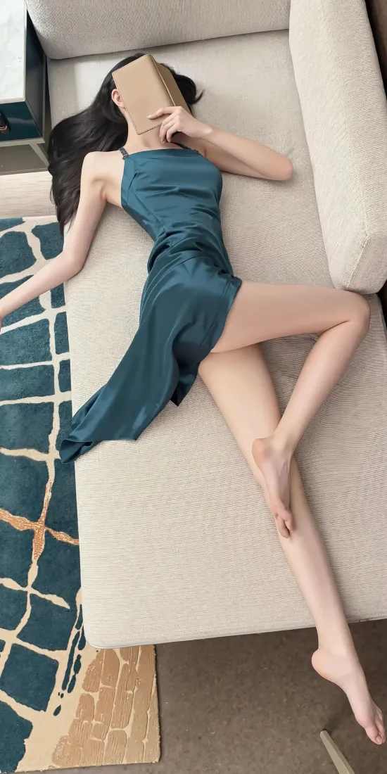 蓝衣美女手机壁纸｜家居背景图片 - 迷人气质「哲风壁纸」