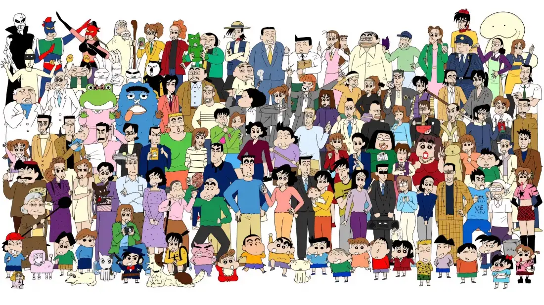 2k蜡笔小新壁纸｜春日部背景图 - 全员全家福「哲风壁纸」