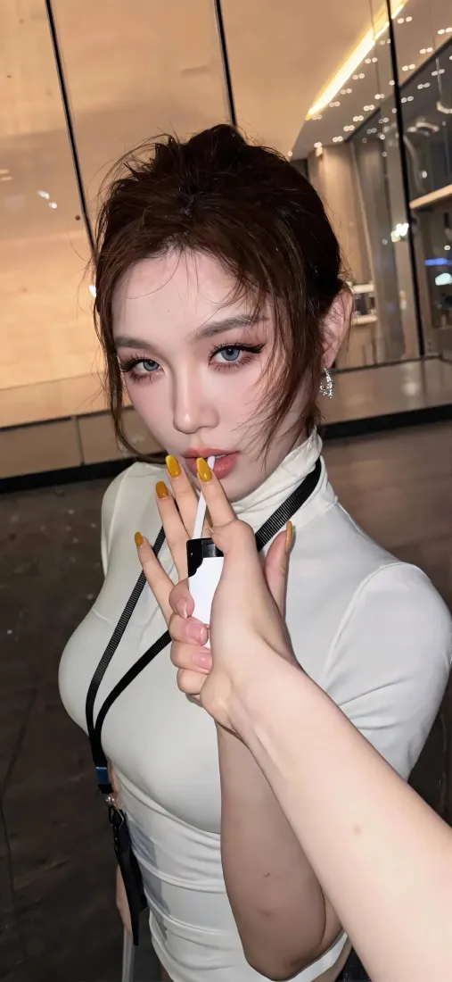 白衣美女抽烟手机壁纸｜都市夜景背景图片 - 迷人「哲风壁纸」