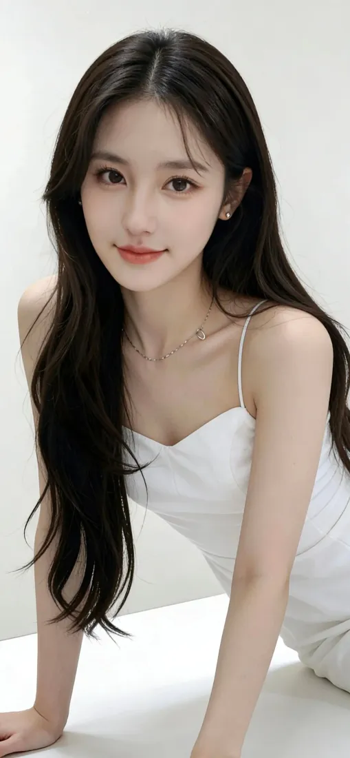 白衣美女手机壁纸｜白色背景图片 - 清纯气质「哲风壁纸」