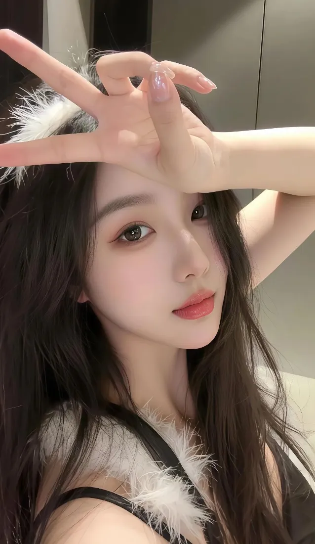 美女手机壁纸｜室内背景图片 - 羽毛装饰长发「哲风壁纸」