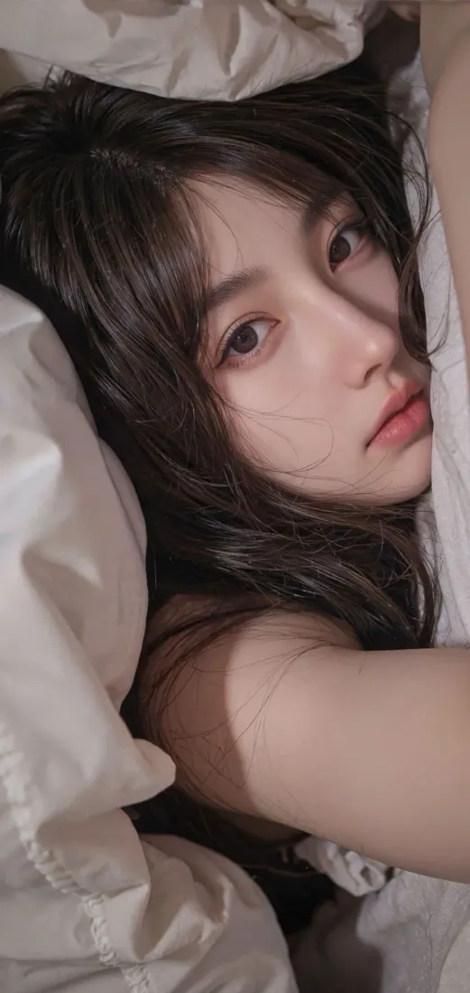 卧躺美女手机壁纸｜白色床铺背景 - Ios「哲风壁纸」