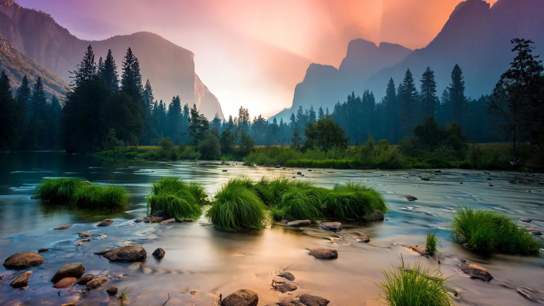 4k自然风景壁纸｜森林背景图片 - 河流山脉日出「哲风壁纸」