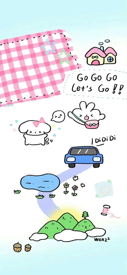 卡通小兔子手机壁纸｜可爱手绘背景图片 - 童趣「哲风壁纸」