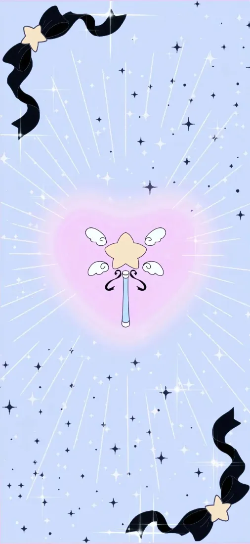 魔法棒手机壁纸｜蓝色背景图片 - 星星爱心光效「哲风壁纸」