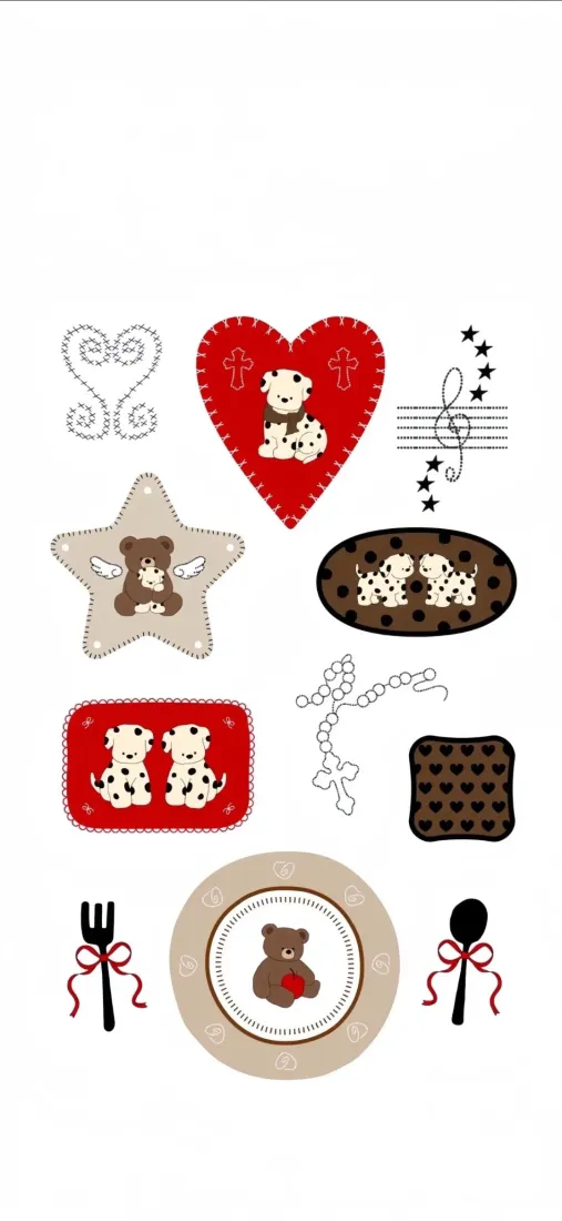 红心小熊手机壁纸｜简约背景 - 星星艺术图案「哲风壁纸」