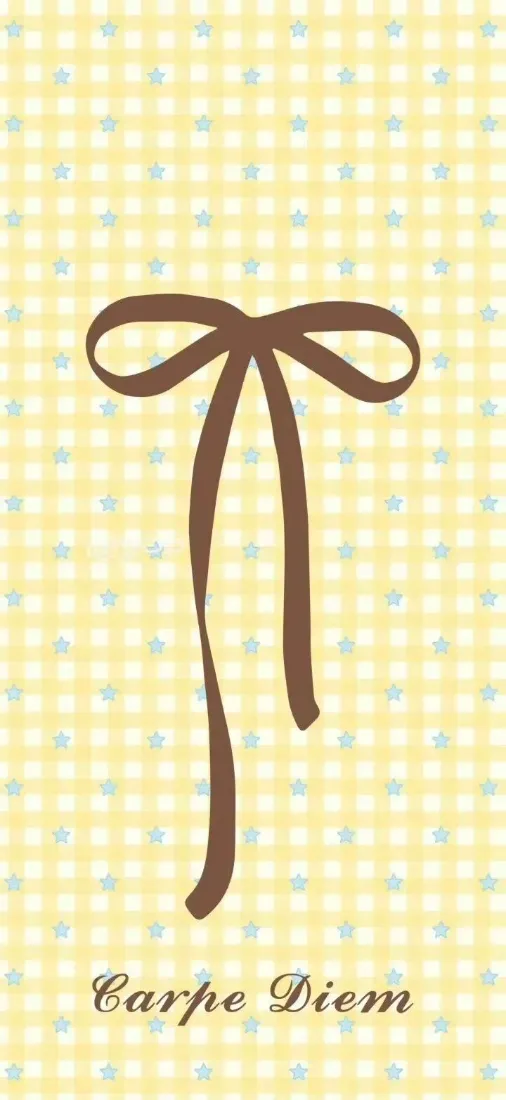 蝴蝶结手机壁纸｜黄色格子背景图片 - Carpe Diem「哲风壁纸」