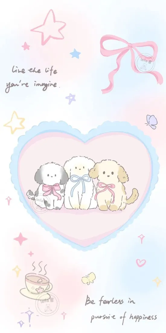 卡通小狗手机壁纸｜粉色背景图片 - 可爱萌宠「哲风壁纸」