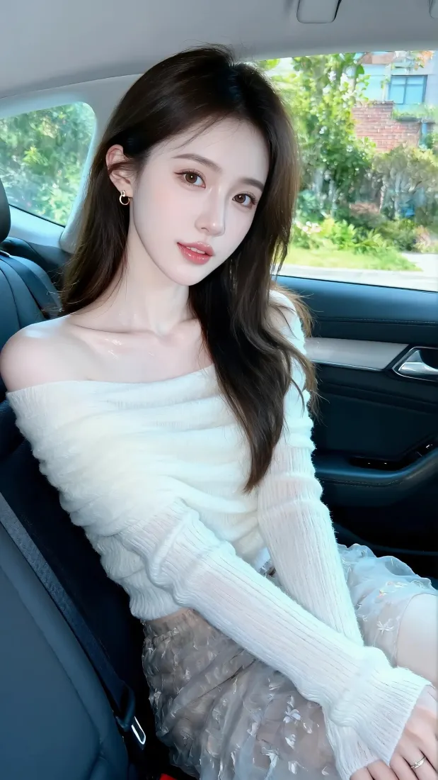 车内美女手机壁纸｜车内背景图片 - 时尚穿搭「哲风壁纸」