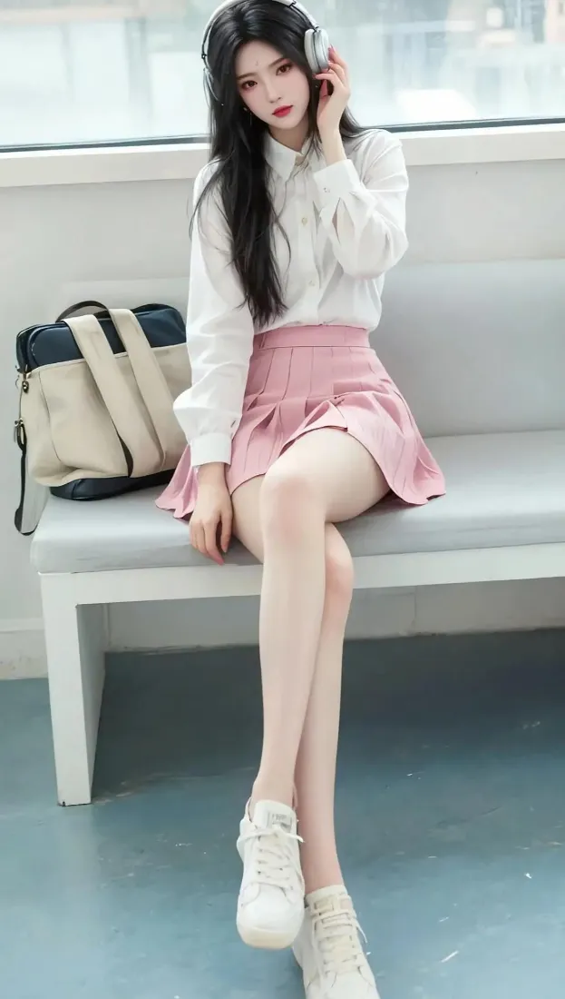 长发美女手机壁纸｜粉裙背景图片 - 时尚穿搭「哲风壁纸」