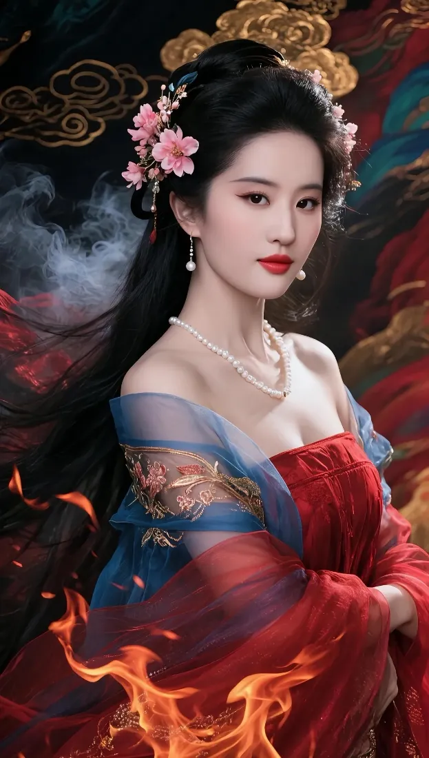 古风美女手机壁纸｜华丽背景图片 - 红衣古装「哲风壁纸」