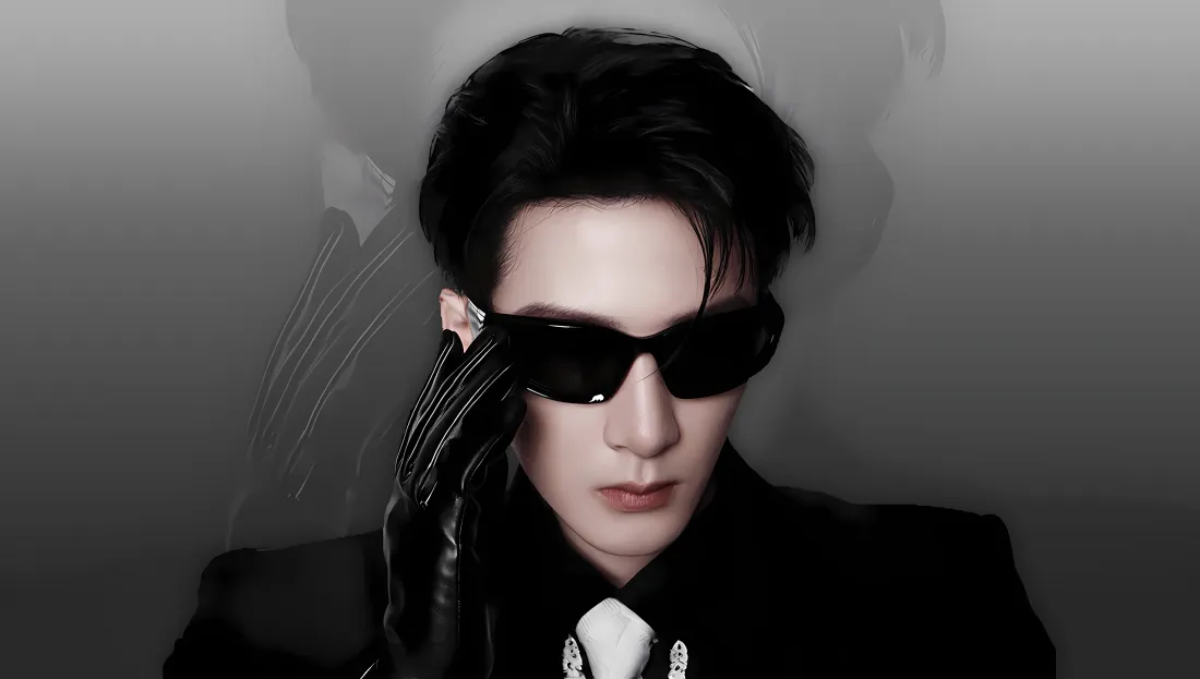 4k檀健次壁纸｜灰色背景图片 - 黑西服墨镜「哲风壁纸」