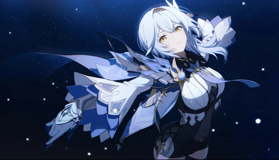 2k优菈壁纸｜原神背景图片 - 蓝白服饰星空角色「哲风壁纸」
