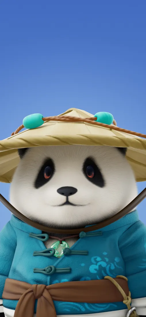 猛兽派对熊猫手机壁纸｜蓝天背景图片 - 可爱熊猫「哲风壁纸」