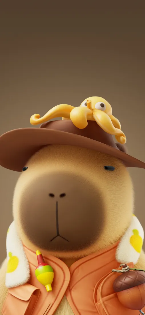 猛兽派对手机壁纸｜卡通动物背景图片 - 水豚角色「哲风壁纸」