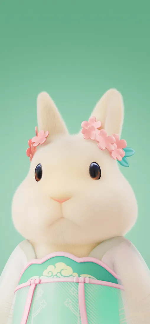 猛兽派对兔子手机壁纸｜浅绿色背景图片 - 萌系角色「哲风壁纸」