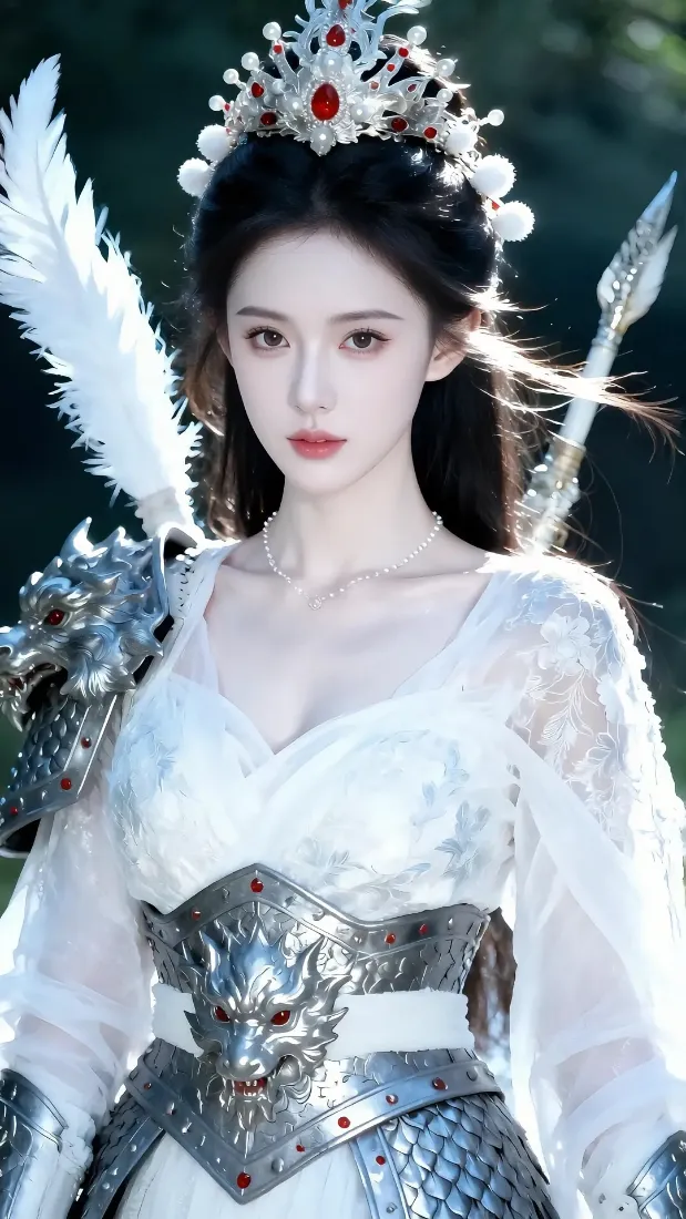 古风美女手机壁纸｜古风背景图 - 铠甲白色纱衣「哲风壁纸」