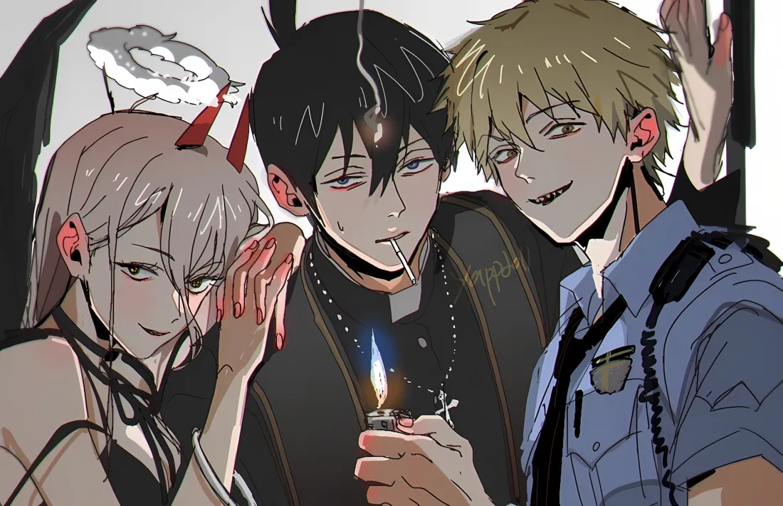 2k电锯人壁纸｜三人组背景图片 - 电次帕瓦早川秋「哲风壁纸」