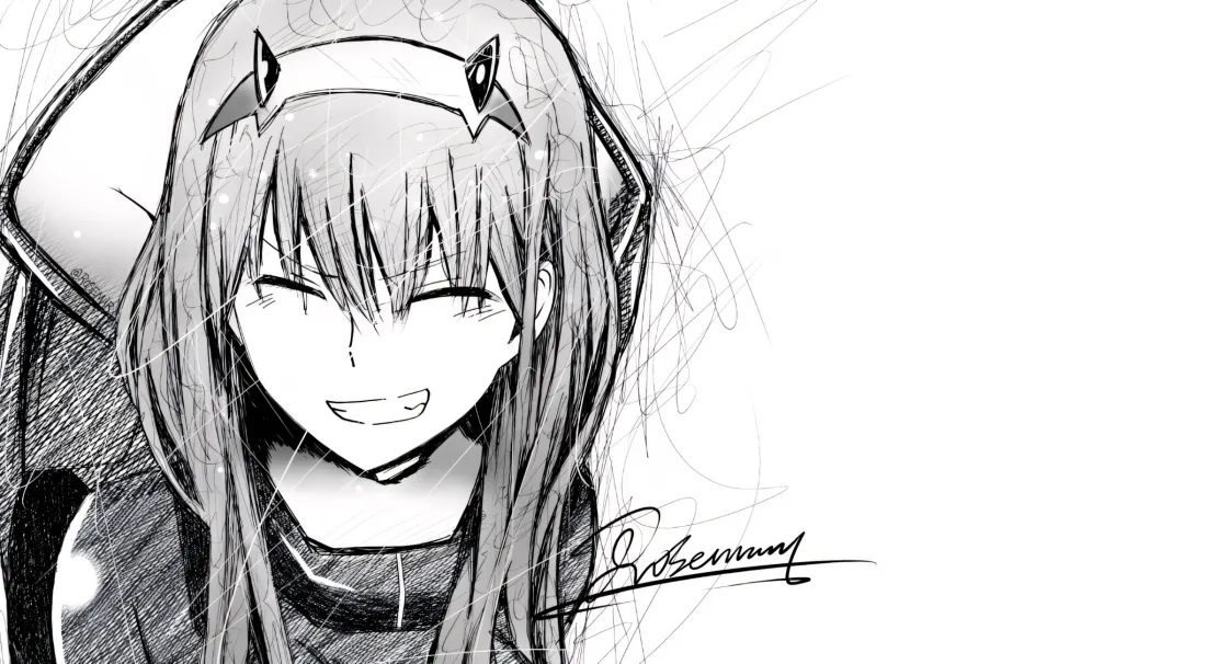 2k02壁纸｜黑白背景图片 - Darling in the Franxx「哲风壁纸」