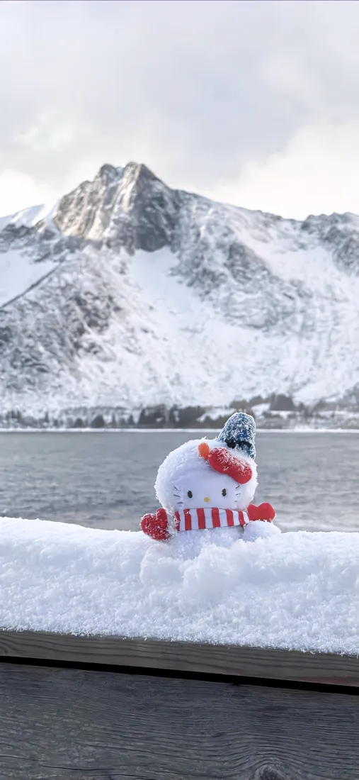 雪人手机壁纸｜湖水山峰背景图 - 雪景冬季「哲风壁纸」