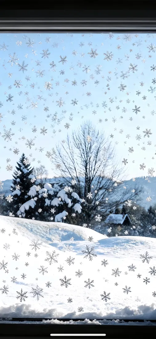 雪景手机壁纸｜窗外背景图片 - 冬日雪树房屋「哲风壁纸」