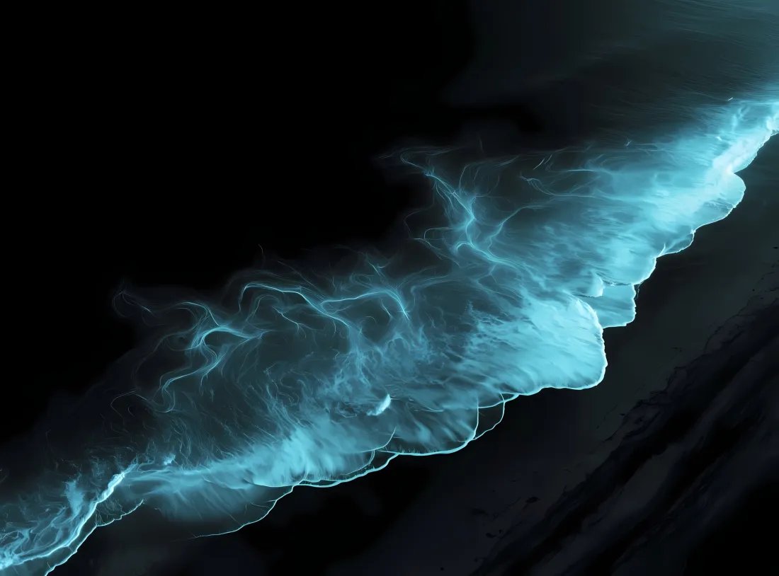 2k黑沙滩蓝绿浪花壁纸｜简约背景 - 海浪「哲风壁纸」