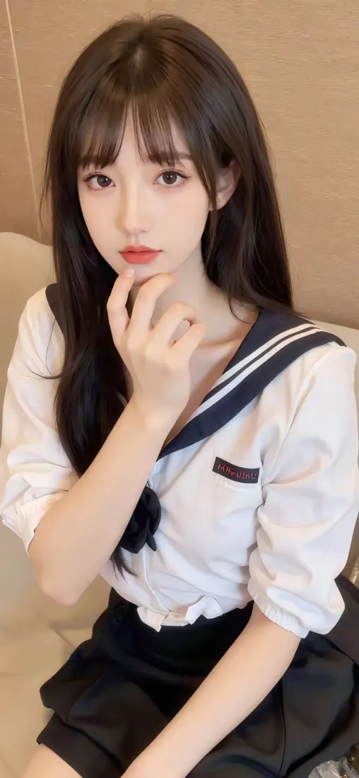 水手服美女手机壁纸｜偏黄背景图片 - 日系校服「哲风壁纸」