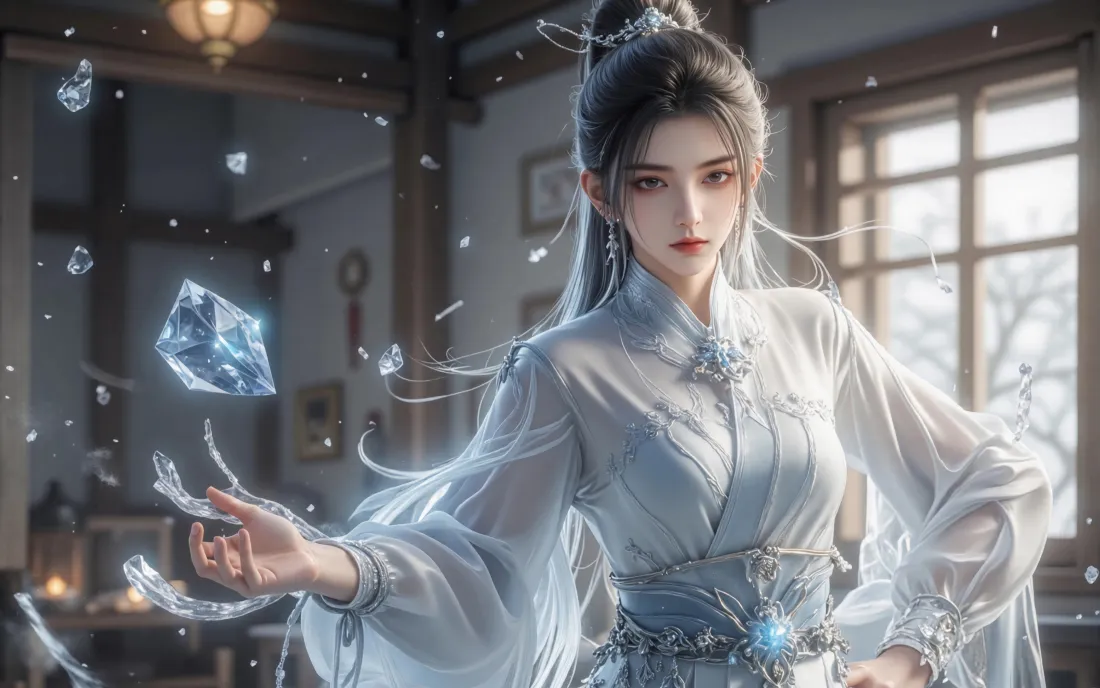 3k剑来古风女子壁纸｜冰晶背景图片 - 古装仙侠「哲风壁纸」