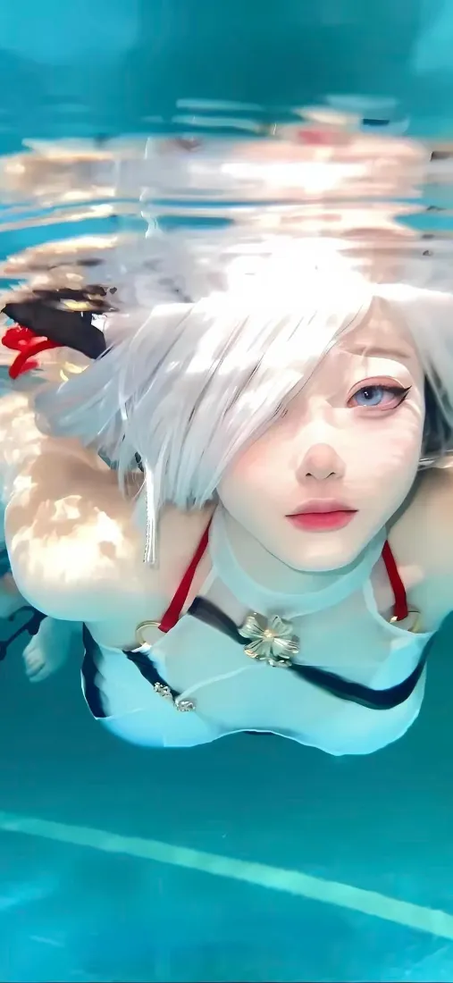 白发女孩手机壁纸｜水下背景图片 - 清凉「哲风壁纸」