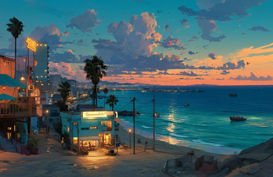 4k海边黄昏壁纸｜海滨风景背景图片 - 房屋「哲风壁纸」