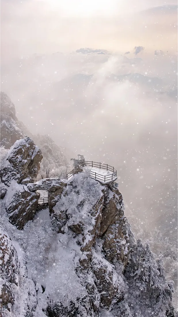 老君山雪景手机壁纸｜雪景背景图片 - 河南老君山「哲风壁纸」