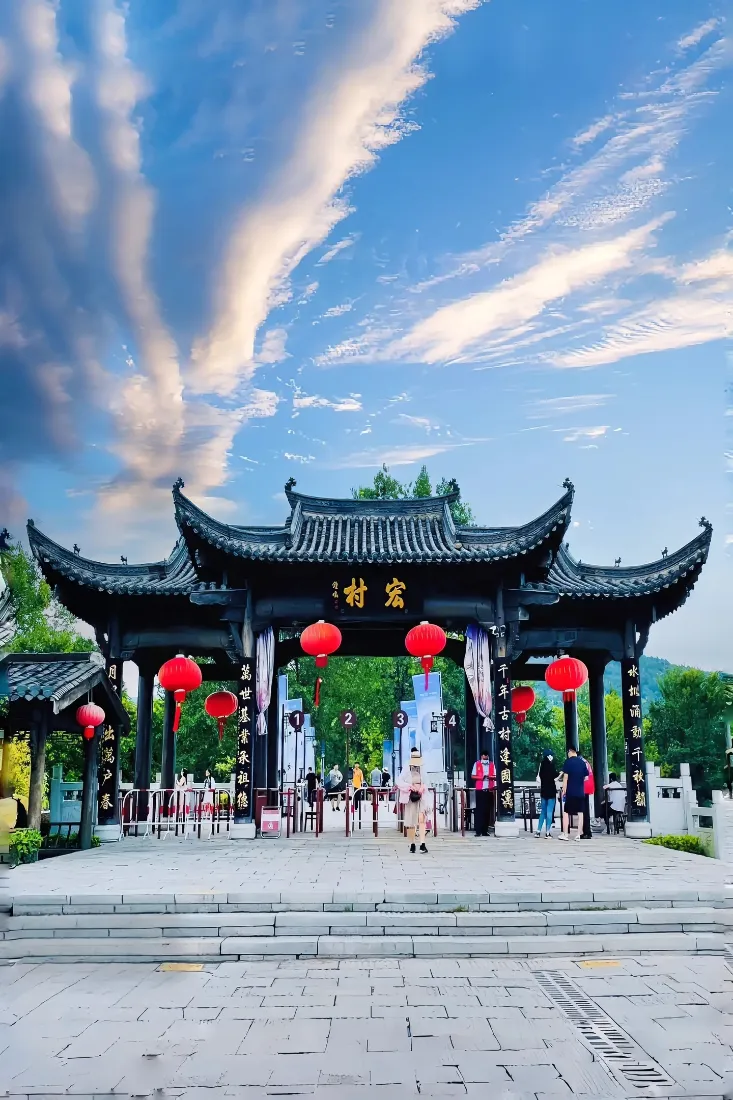 宏村手机壁纸｜古建筑背景图片 - 蓝天白云风景「哲风壁纸」